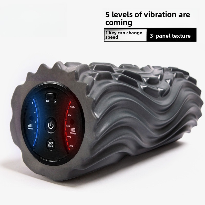 Vibrating Foam Roller - ヨガコラム ヨガ器具 電動フォームローラー 5段階振動マッサージ 波型筋膜コラム ヨガフィットネス