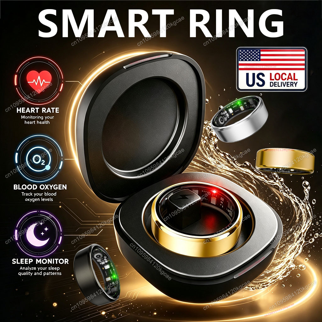 Women'S Health & Wellness Center - スマートリングヘルストラッカー – 心拍数＆血中酸素モニター、睡眠トラッキングフィットネスリング、女性用月経周期トラッカー、IP68防水、米国倉庫からの迅速発送