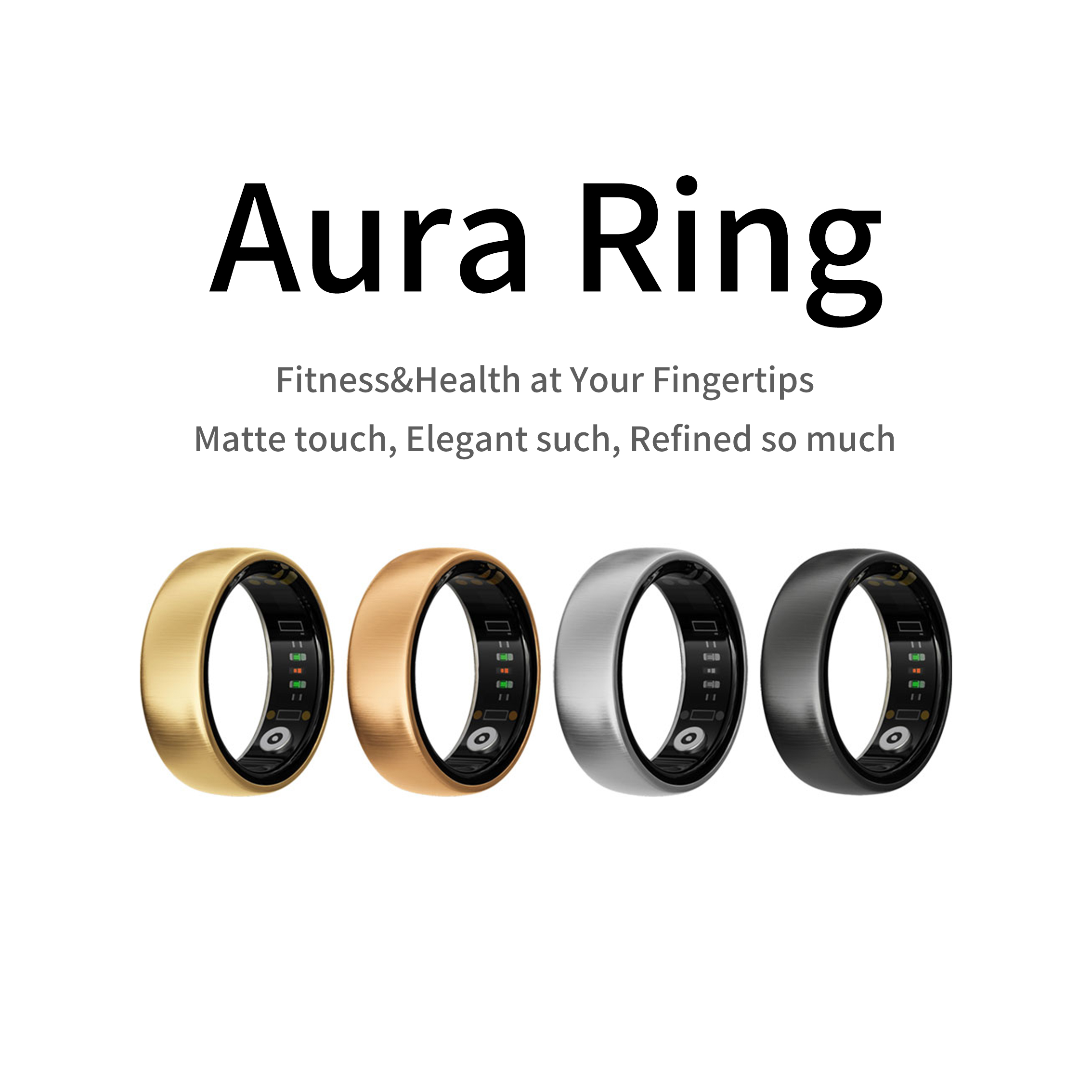 Women'S Health & Wellness Center - AURAマットスマートリングフィットネススポーツヘルスモニター睡眠温度計高品質長時間バッテリー ローズゴールドリング 女性用 レディース