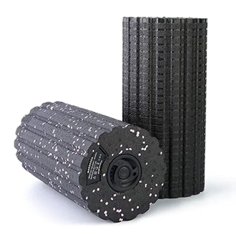 Vibrating Foam Roller - 振動付き電動ヨガマッサージフォームマッサージャー,4スピード,マッスル回復のためのフットレスト付きマッサージャー