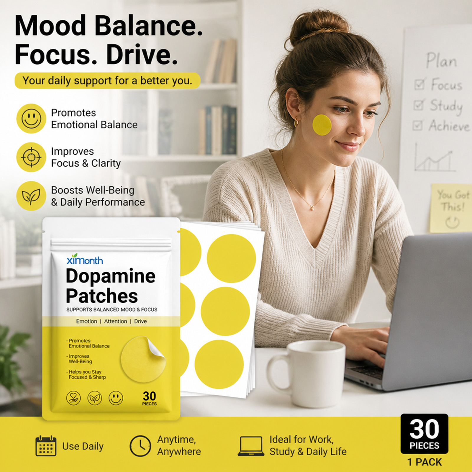 ドーパミンパッチ 活力増強 瞬間的な気分と集中力向上 集中力 - Health Wellness Vitality のレビューと価格