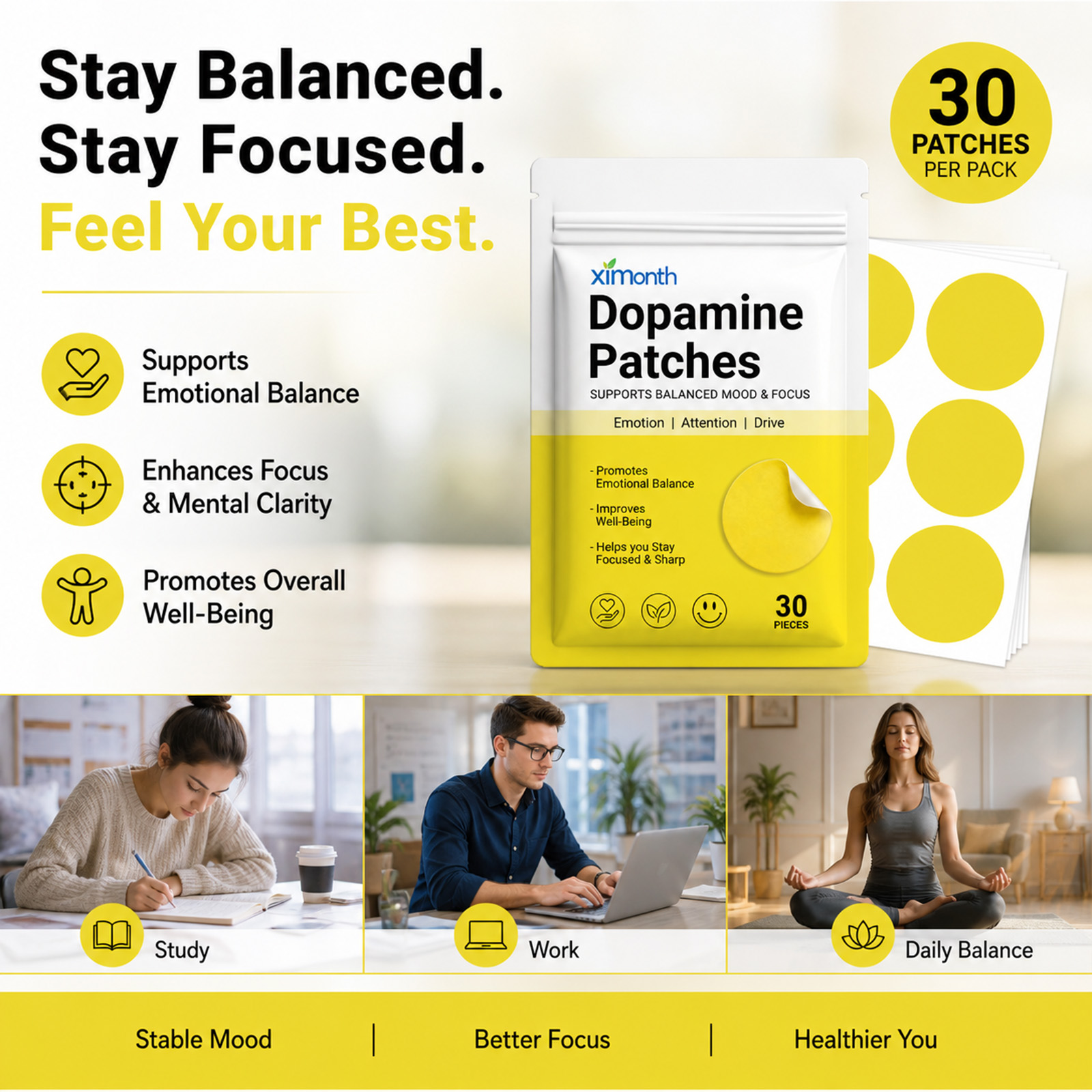 ドーパミンパッチ 活力増強 瞬間的な気分と集中力向上 集中力 - Health Wellness Vitality のレビューと価格