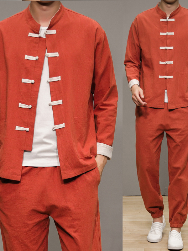 中国風の綿麻の唐服男性用伝統的なヘルスケアセンター禅瞑想長袖 - Health & Wellness Stores のレビューと価格